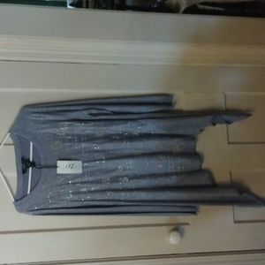 Xl sweater,gray with silver, Midnight Velvet, New.
